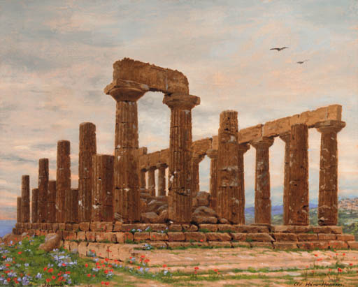 Wikioo.org - The Encyclopedia of Fine Arts - Painting, Artwork by Heinrich Hansen - The Temple Of Juno