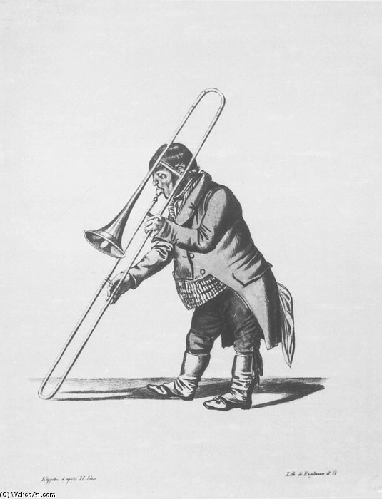 WikiOO.org - Enciklopedija dailės - Tapyba, meno kuriniai Heinrich Maria Von Hess - Caricature Of A Trombone Player
