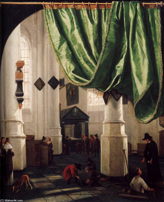 WikiOO.org - 백과 사전 - 회화, 삽화 Hendrick Cornelisz Van Vliet - Interior Of The Oude Kerk, Delft, With The Tomb Of Piet Hein