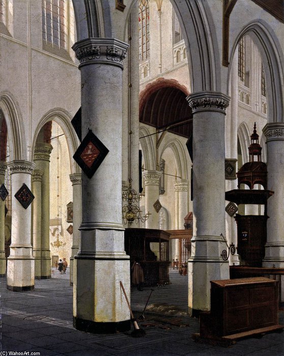 WikiOO.org - Encyclopedia of Fine Arts - Malba, Artwork Hendrick Cornelisz Van Vliet - Interior Of The Oude Kerk, Delft