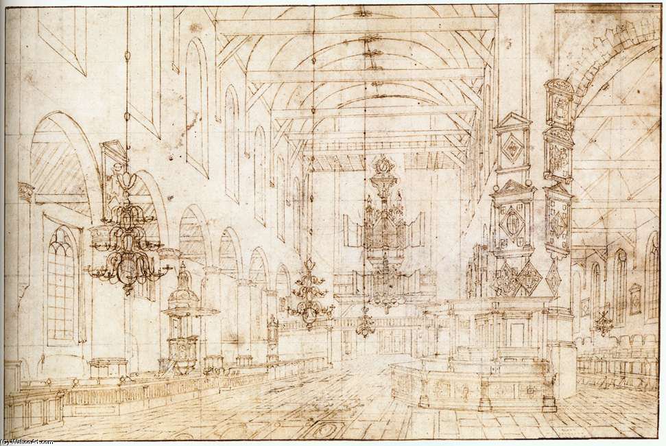 WikiOO.org - Encyclopedia of Fine Arts - Maalaus, taideteos Hendrick Cornelisz Van Vliet - Interior Of The Oude Kerk, Delft_2