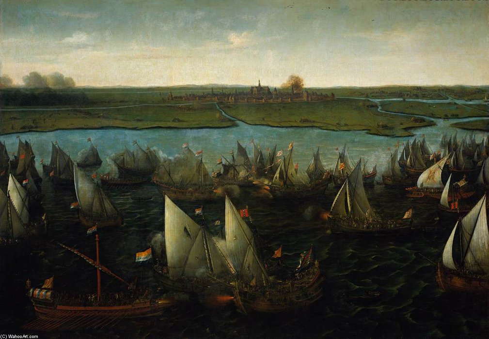 Wikioo.org - The Encyclopedia of Fine Arts - Painting, Artwork by Hendrick Cornelisz Vroom - Battle Of Haarlemmermeer