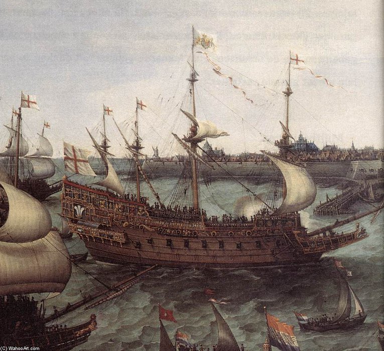 Wikioo.org - The Encyclopedia of Fine Arts - Painting, Artwork by Hendrick Cornelisz Vroom - The Arrival At Vlissingen Of The Elector Palatinate Frederick V (detail)
