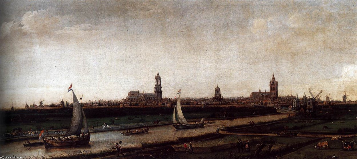 Wikioo.org – La Enciclopedia de las Bellas Artes - Pintura, Obras de arte de Hendrick Cornelisz Vroom - Visión Of Delft desde el noroeste