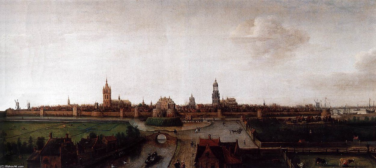 Wikioo.org - The Encyclopedia of Fine Arts - Painting, Artwork by Hendrick Cornelisz Vroom - View Of Delft From The Southwest