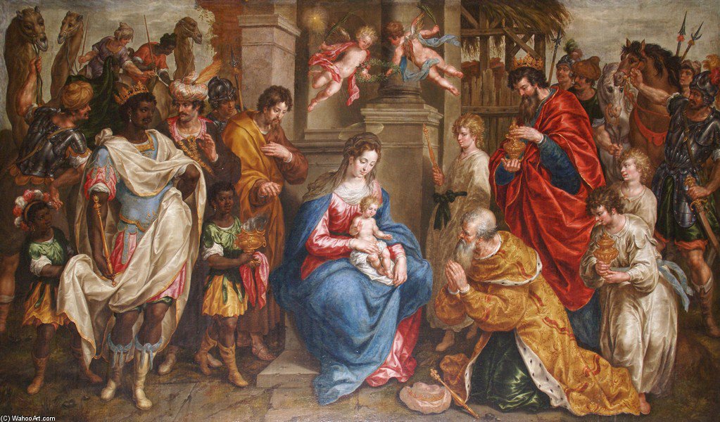 Wikioo.org - The Encyclopedia of Fine Arts - Painting, Artwork by Hendrick De Clerck - The Adoration Of The Magi