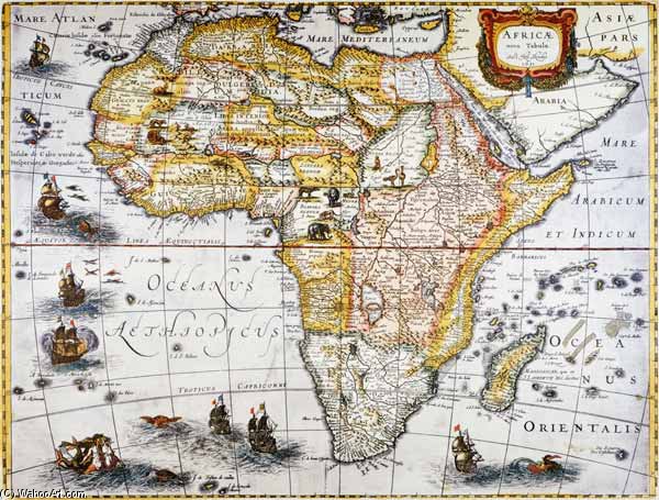 WikiOO.org - Encyclopedia of Fine Arts - Lukisan, Artwork Hendrik I Hondius - Africa, Map