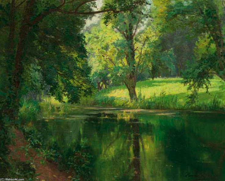 Wikioo.org - The Encyclopedia of Fine Arts - Painting, Artwork by Henri Biva - A Quiet Stretch Of The River