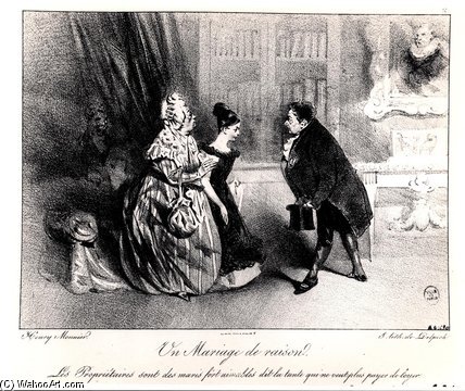 WikiOO.org - Güzel Sanatlar Ansiklopedisi - Resim, Resimler Henri Bonaventure Monnier - A Marriage Of Convenience