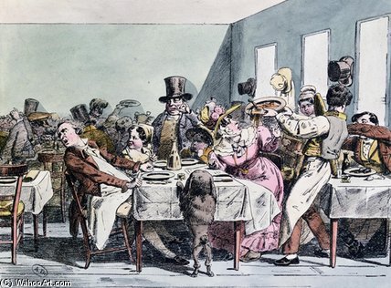 WikiOO.org - Enciklopedija dailės - Tapyba, meno kuriniai Henri Bonaventure Monnier - Delightful Experience Of A Family In A Crowded
