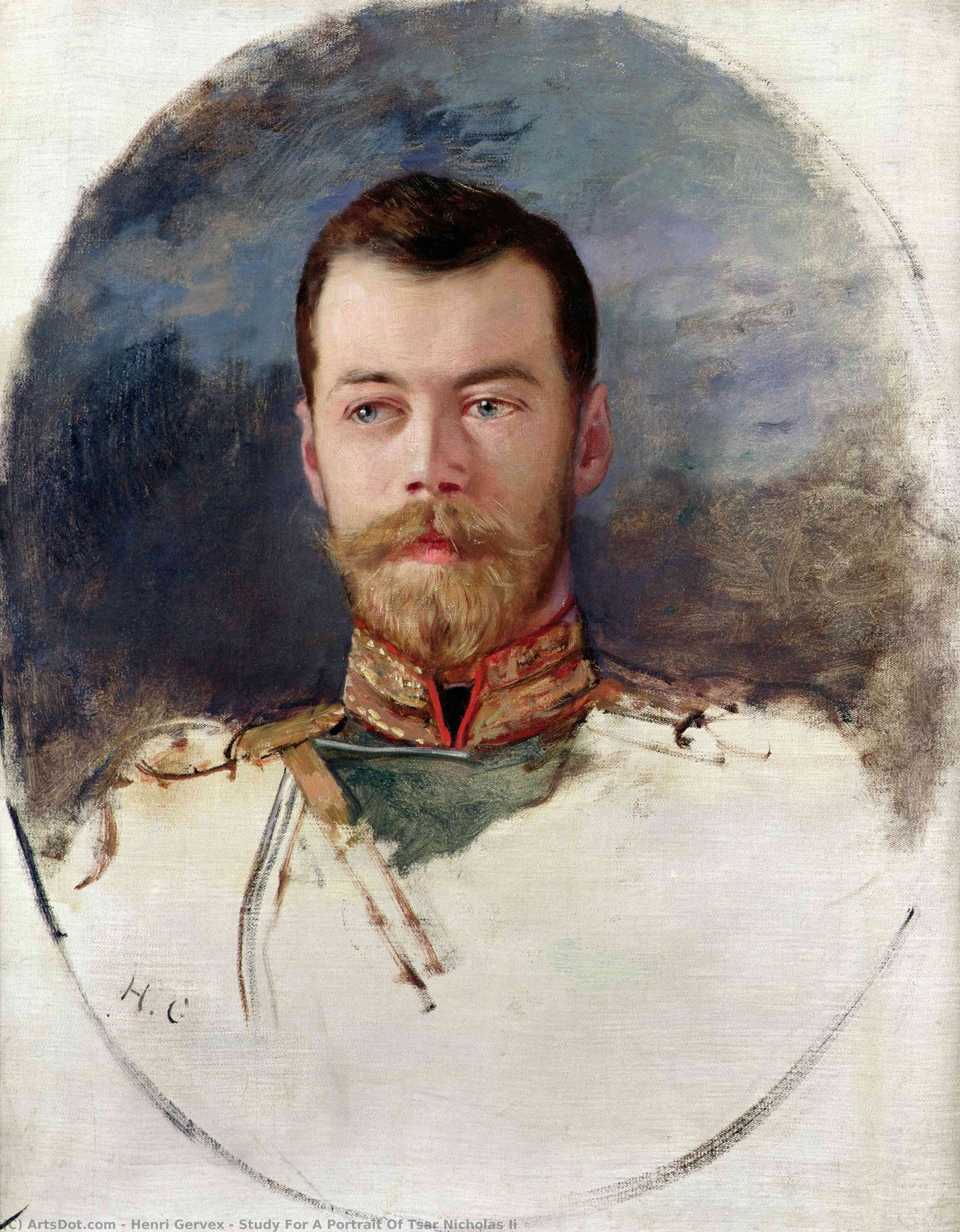 WikiOO.org - Encyclopedia of Fine Arts - Maleri, Artwork Henri Gervex - Study For A Portrait Of Tsar Nicholas Ii