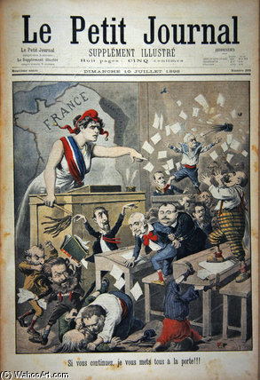 WikiOO.org - Encyclopedia of Fine Arts - Maleri, Artwork Henri Meyer - Title Page Depicting A Ruckus In The House House Of Deputies
