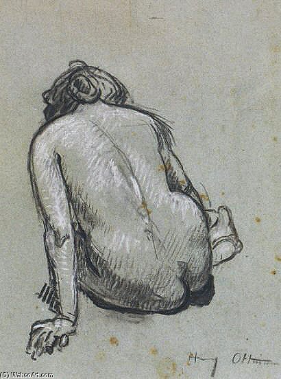 Wikioo.org – La Enciclopedia de las Bellas Artes - Pintura, Obras de arte de Henri Ottmann - sentado desnudo puertatrasera