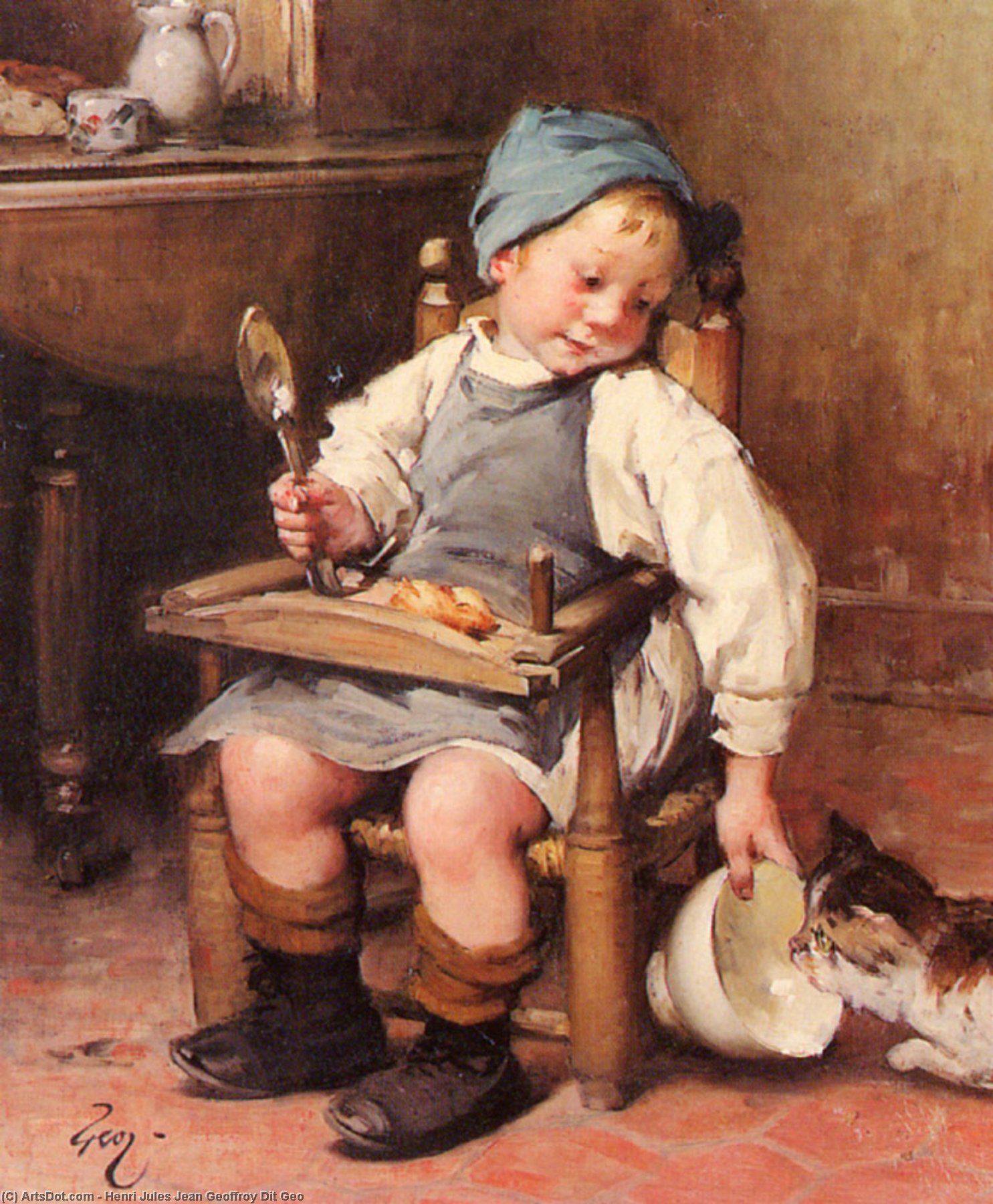 Wikioo.org - The Encyclopedia of Fine Arts - Painting, Artwork by Henri Jules Jean Geoffroy Dit Geo - Sharing A Meal