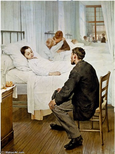 WikiOO.org - Encyclopedia of Fine Arts - Maleri, Artwork Henri Jules Jean Geoffroy Dit Geo - Visiting Day At The Hospital