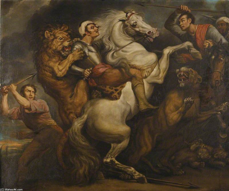 Wikioo.org - The Encyclopedia of Fine Arts - Painting, Artwork by James Northcote - A Lion Hunt