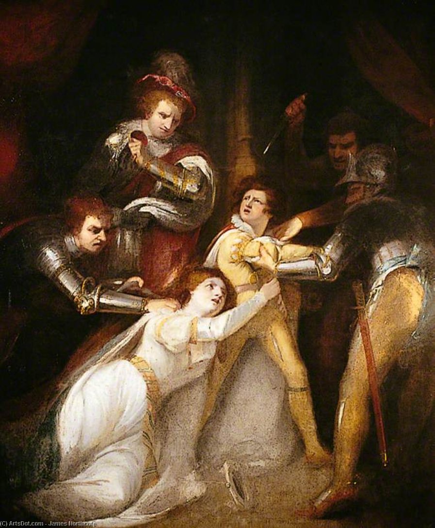 Wikioo.org - The Encyclopedia of Fine Arts - Painting, Artwork by James Northcote - The Murder Of Edward, Prince Of Wales, At Tewkesbury