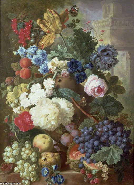 Wikioo.org - The Encyclopedia of Fine Arts - Painting, Artwork by Jan Van Os - Flowers And Fruit -