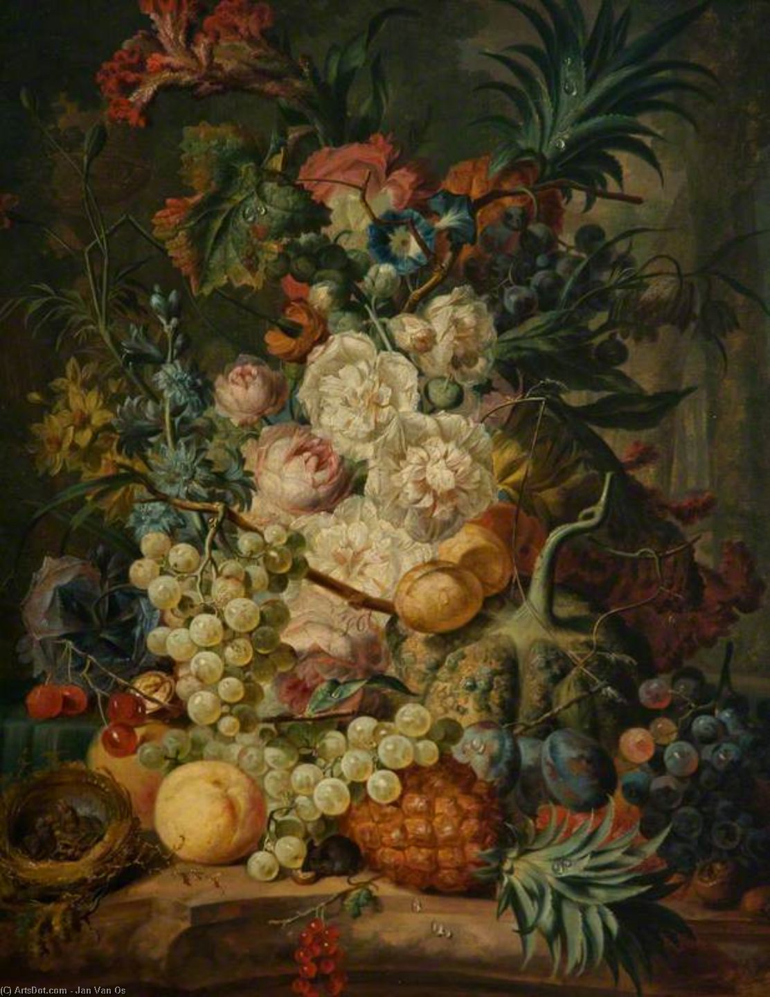 Wikioo.org - The Encyclopedia of Fine Arts - Painting, Artwork by Jan Van Os - Still Life With Fruit And Flowers