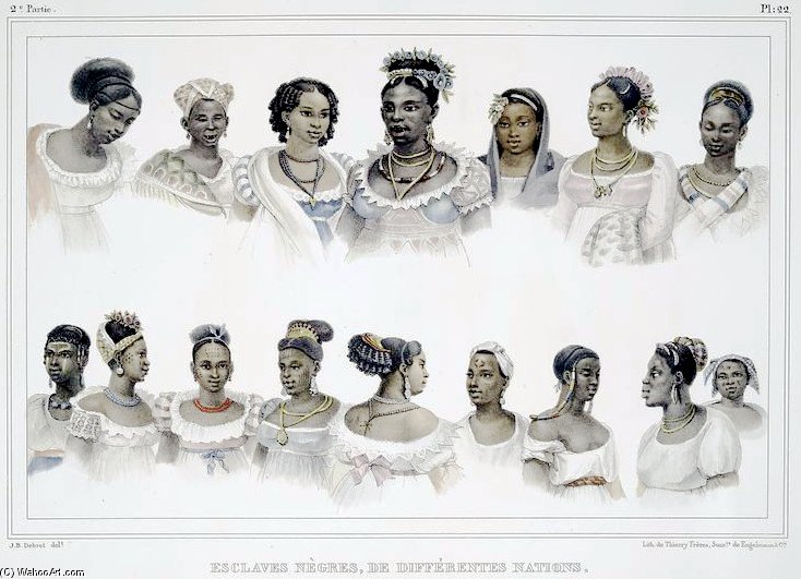 Wikioo.org - The Encyclopedia of Fine Arts - Painting, Artwork by Jean Baptiste Debret - Black Slaves Of Different Nation In Brazil