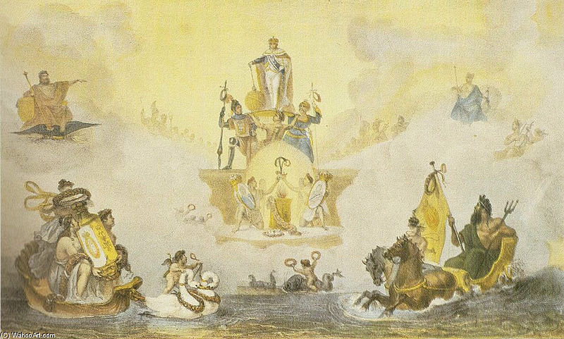 Wikioo.org - The Encyclopedia of Fine Arts - Painting, Artwork by Jean Baptiste Debret - Escenario Para La Historia Del Ballet