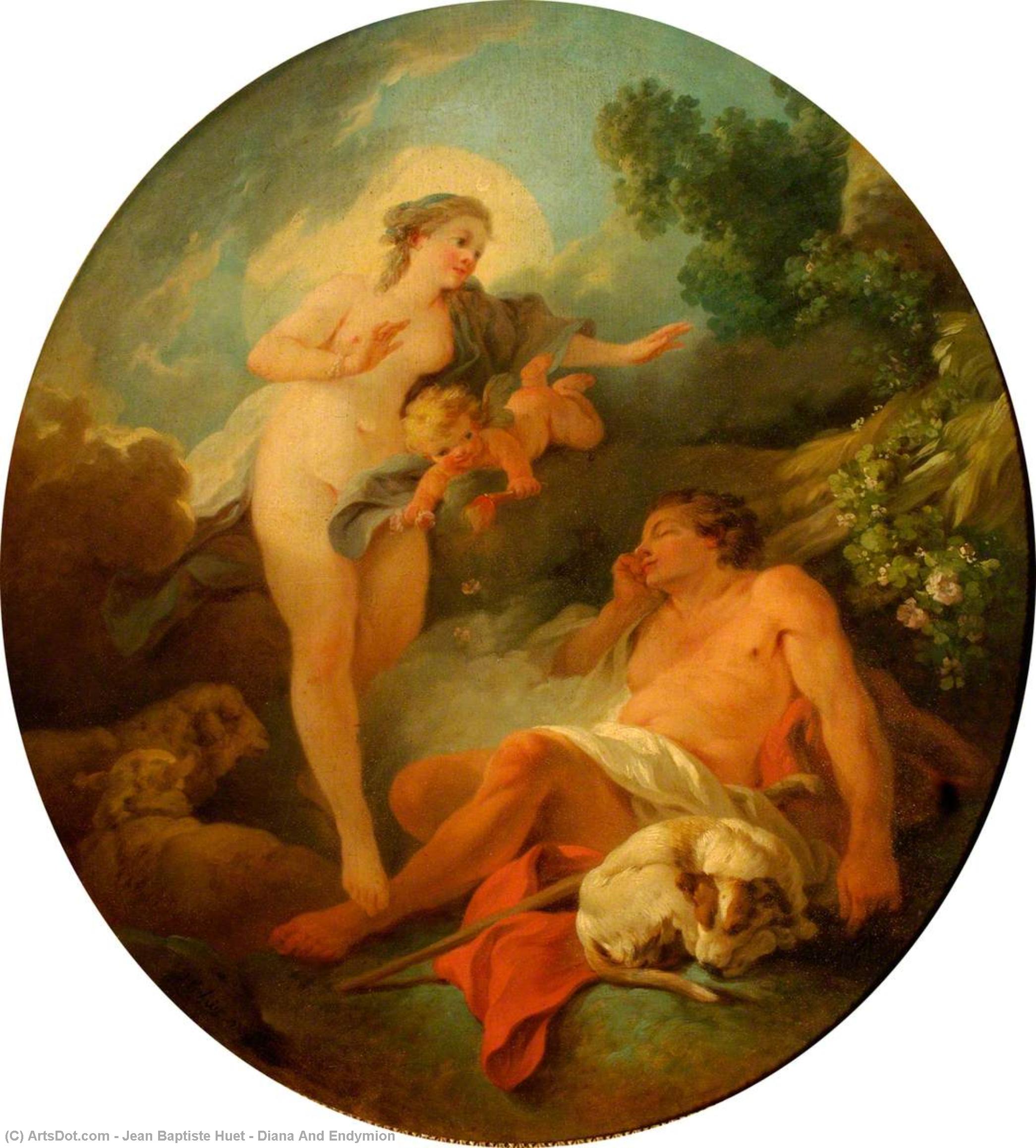 Wikioo.org - The Encyclopedia of Fine Arts - Painting, Artwork by Jean Baptiste Huet - Diana And Endymion
