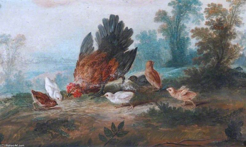 WikiOO.org - Εγκυκλοπαίδεια Καλών Τεχνών - Ζωγραφική, έργα τέχνης Jean Baptiste Huet - Hen And Chickens