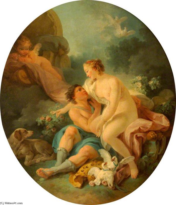 Wikioo.org - The Encyclopedia of Fine Arts - Painting, Artwork by Jean Baptiste Huet - Venus And Adonis