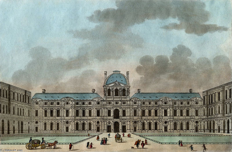 WikiOO.org - 백과 사전 - 회화, 삽화 Jean Francois Janinet - Cour Du Louvre