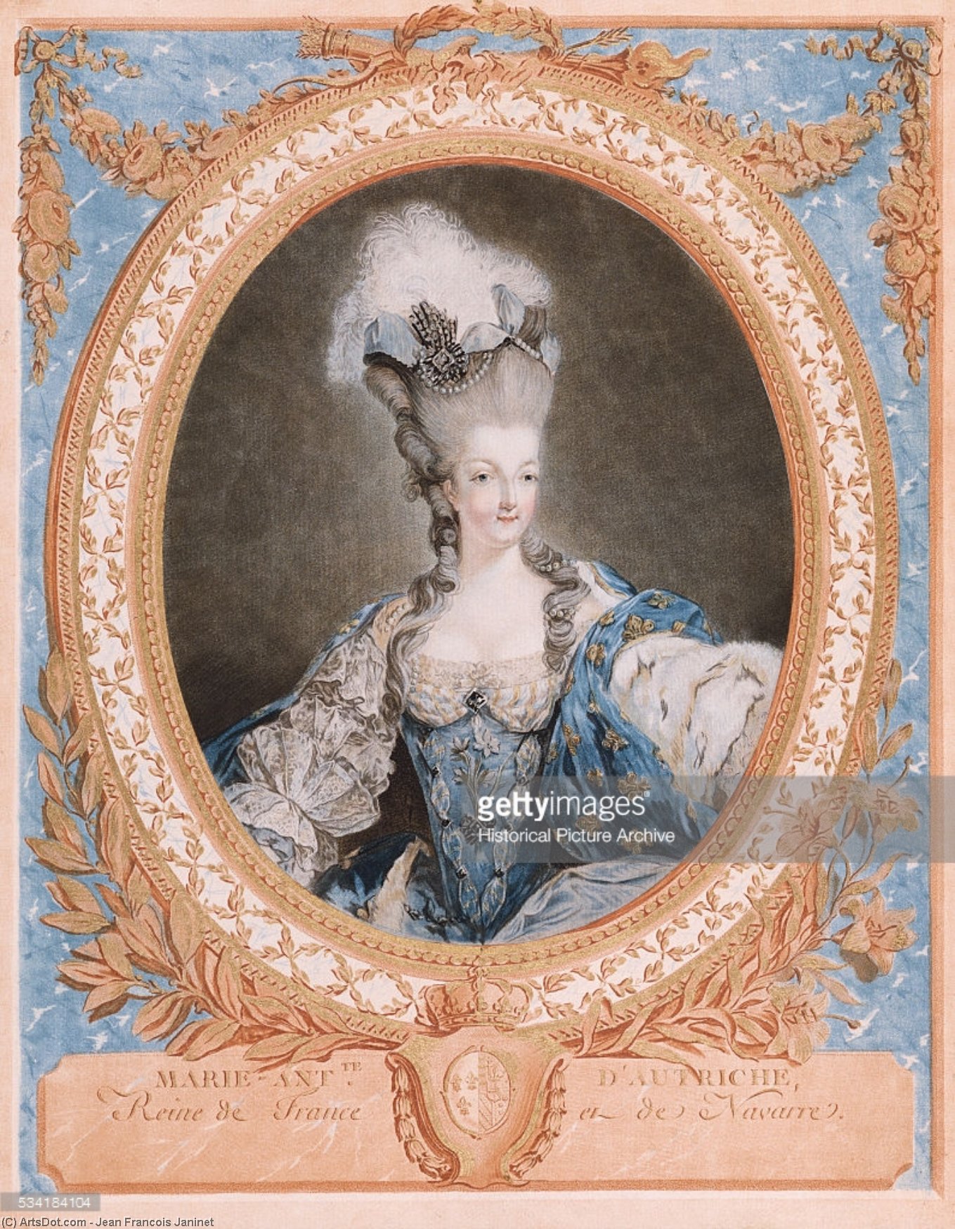 WikiOO.org - Enciklopedija dailės - Tapyba, meno kuriniai Jean Francois Janinet - Portrait Of Marie-antoinette