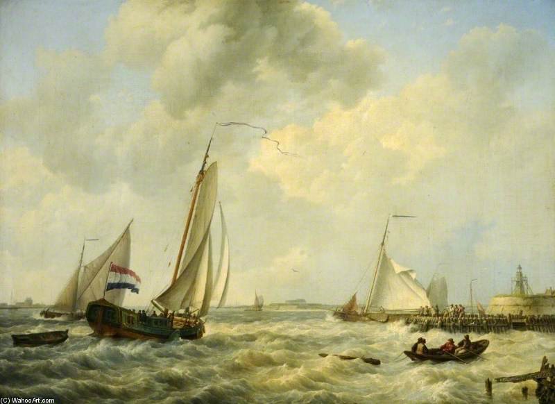 Wikioo.org - The Encyclopedia of Fine Arts - Painting, Artwork by Hermanus Koekkoek (The Elder) - Sea Piece -