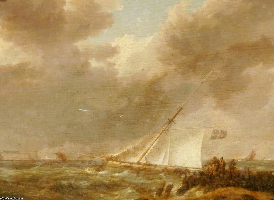 Wikioo.org - The Encyclopedia of Fine Arts - Painting, Artwork by Hermanus Koekkoek (The Elder) - Sea Piece