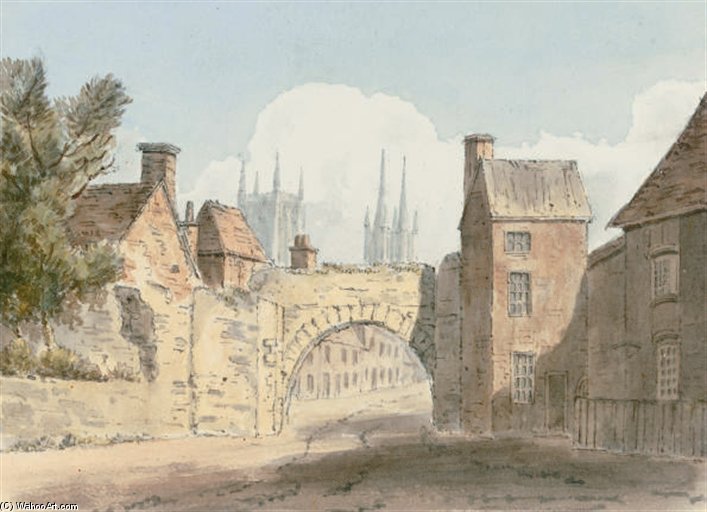 WikiOO.org - Enciklopedija dailės - Tapyba, meno kuriniai John Buckler - North Side Of The Roman Gate At Lincoln