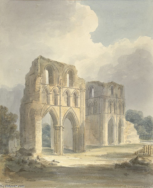 Wikoo.org - موسوعة الفنون الجميلة - اللوحة، العمل الفني John Buckler - View Of Ruined Transept Of Roche Abbey