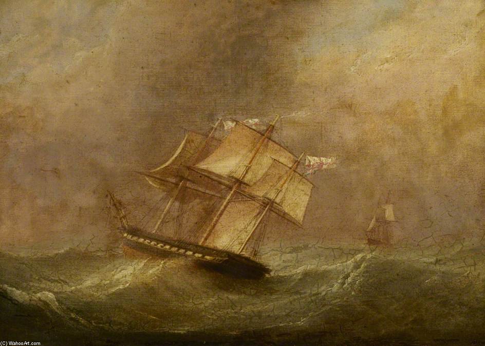 Wikioo.org - The Encyclopedia of Fine Arts - Painting, Artwork by John Christian Schetky - Hms 'pique' In A Gale During Her Return To England
