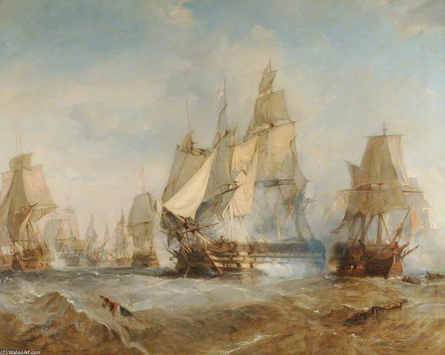 Wikoo.org - موسوعة الفنون الجميلة - اللوحة، العمل الفني John Christian Schetky - The Battle Of Trafalgar -