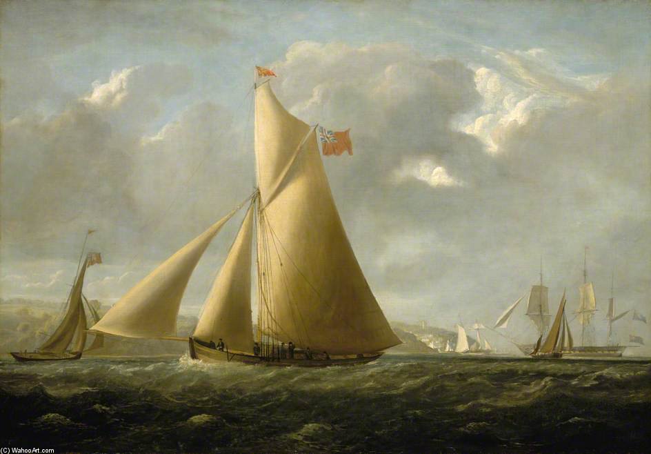 Wikioo.org - The Encyclopedia of Fine Arts - Painting, Artwork by John Christian Schetky - The Cutter Yacht ‘Gazelle’ off Cowes