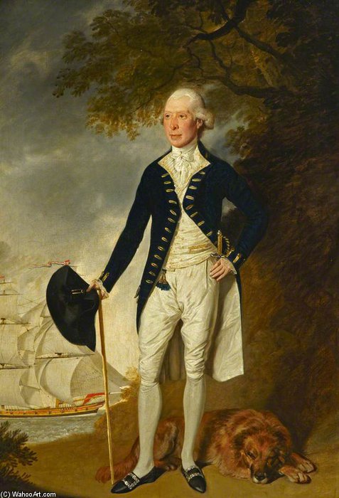 WikiOO.org - 백과 사전 - 회화, 삽화 John Downman - Portrait Of A Naval Captain