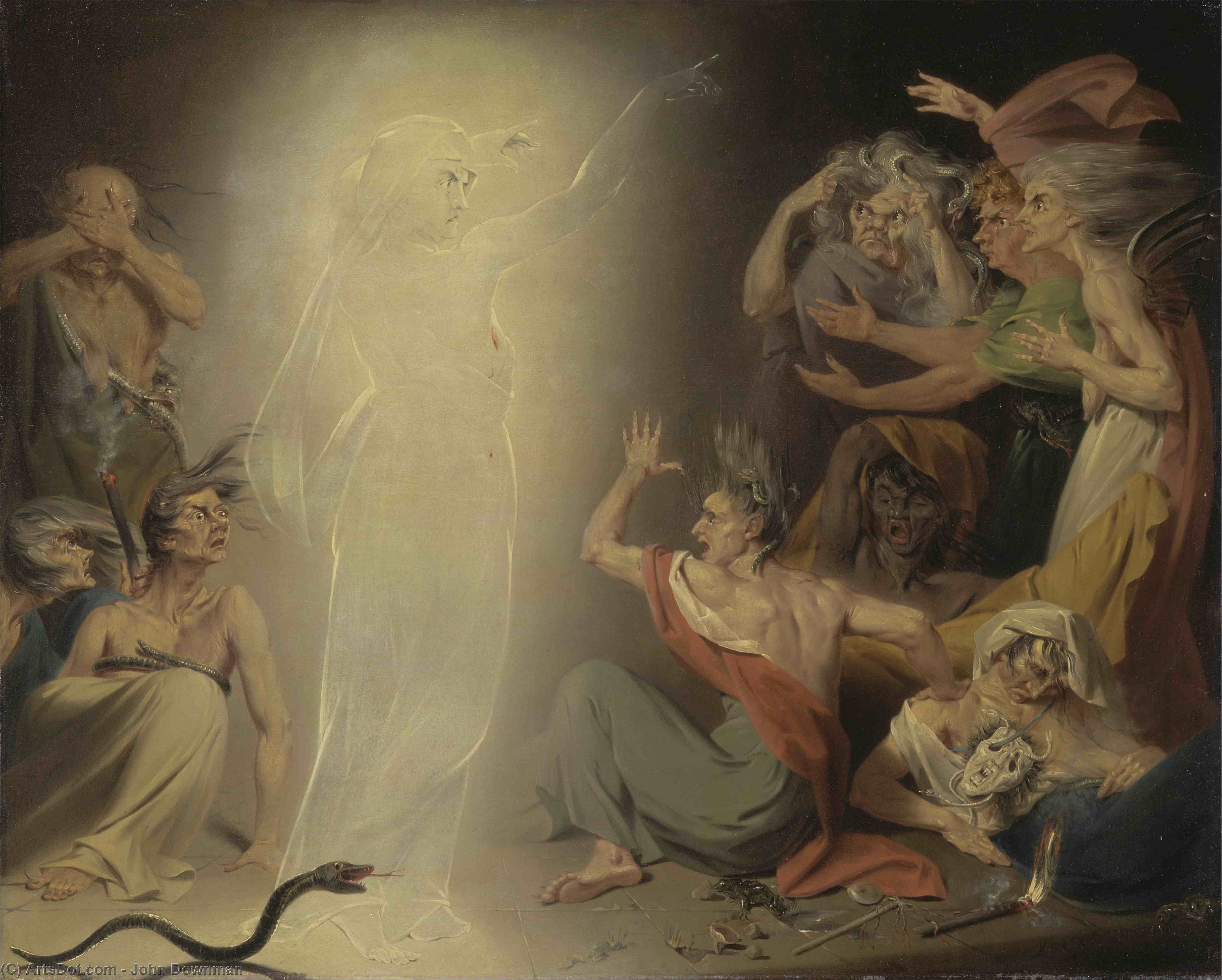 WikiOO.org - 백과 사전 - 회화, 삽화 John Downman - The Ghost Of Clytemnestra Awakening The Furies