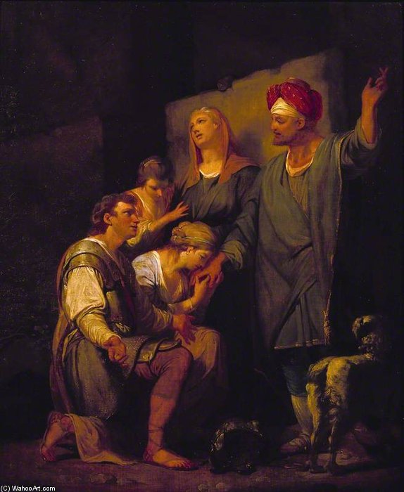 Wikioo.org - The Encyclopedia of Fine Arts - Painting, Artwork by John Hamilton Mortimer - The Hero's Father Blesses His Marriage