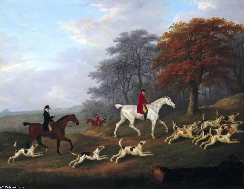 WikiOO.org - Encyclopedia of Fine Arts - Schilderen, Artwork John Nost Sartorius - The Earl Of Darlington Fox-hunting With The Raby Pack -