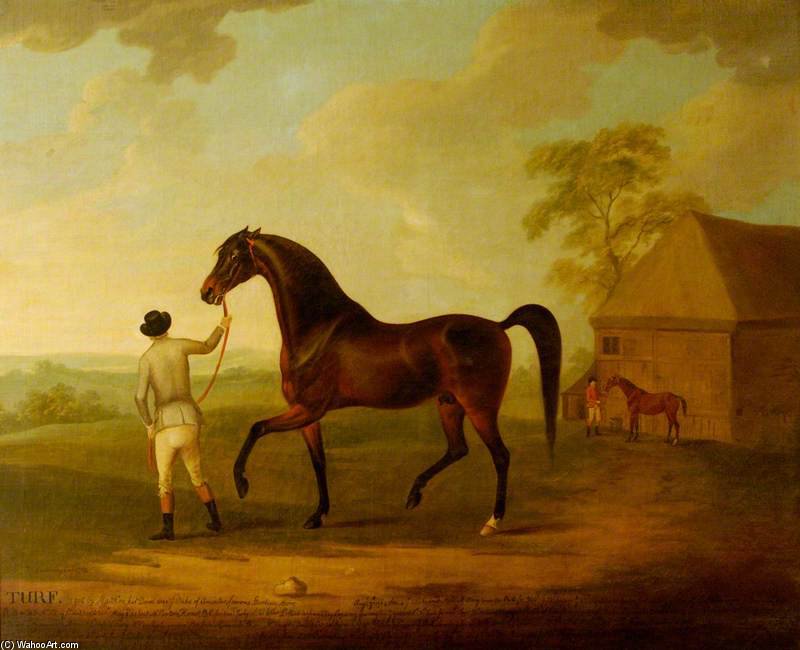 Wikioo.org - Bách khoa toàn thư về mỹ thuật - Vẽ tranh, Tác phẩm nghệ thuật John Nost Sartorius - The Racehorse 'turf' Led By A Groom