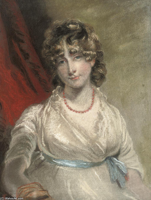 Wikioo.org - The Encyclopedia of Fine Arts - Painting, Artwork by John Raphael Smith - Portrait Of Mrs Arabella Bouverié, Half-length, With A Blue Ribbon
