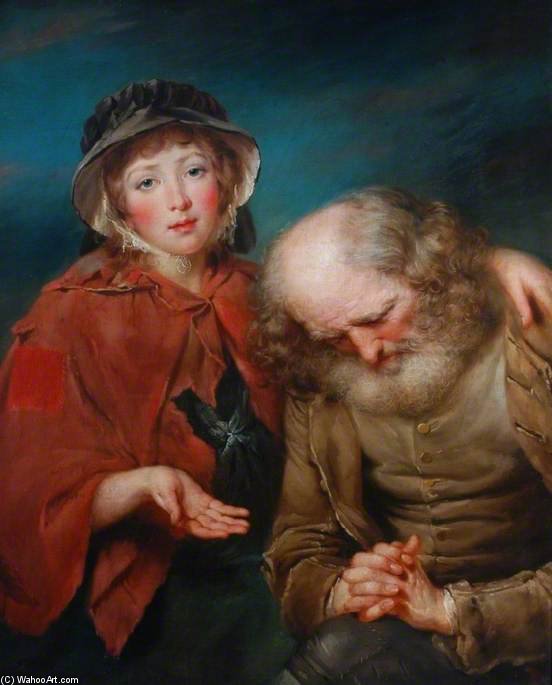 Wikioo.org - The Encyclopedia of Fine Arts - Painting, Artwork by John Russell - The Blind Beggar And His Granddaughter