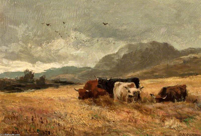 WikiOO.org - Encyclopedia of Fine Arts - Målning, konstverk John Smart - Highland Cattle In Cornfield