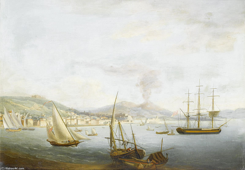 Wikioo.org - The Encyclopedia of Fine Arts - Painting, Artwork by John Thomas Serres - A British Merchantman Amidst Local Craft In The Bay Of Naples