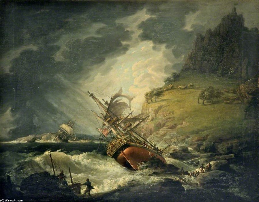Wikioo.org - สารานุกรมวิจิตรศิลป์ - จิตรกรรม John Thomas Serres - Shipwreck