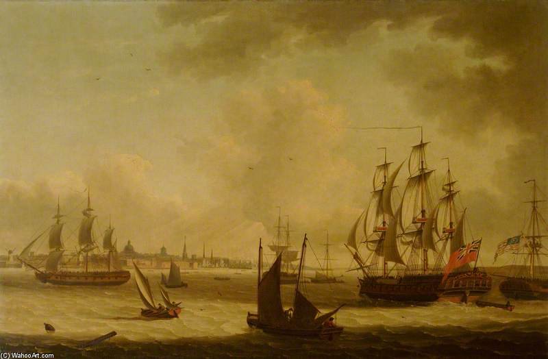 Wikioo.org - The Encyclopedia of Fine Arts - Painting, Artwork by John Thomas Serres - The 'pearl' Frigate Off Liverpool