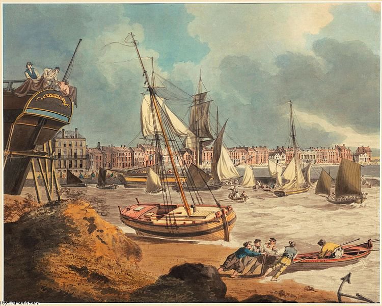 WikiOO.org - אנציקלופדיה לאמנויות יפות - ציור, יצירות אמנות John Thomas Serres - The Harbour At Weymouth