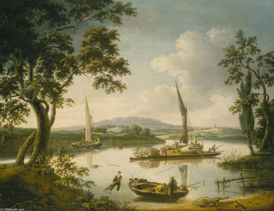 Wikioo.org - The Encyclopedia of Fine Arts - Painting, Artwork by John Thomas Serres - The Thames At Shillingford